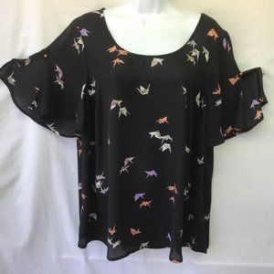 Torrid Black Origami Print Split Sleeve Tunic 00